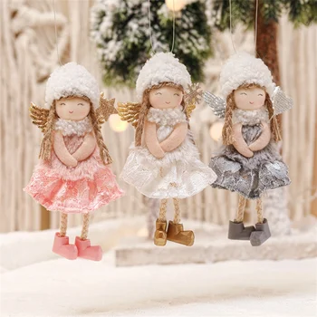 Розовые плюшевые подвески-куклы для девочек-ангелов, Домашний декор, Веселое Рождественское украшение для елки, Свадебное украшение, Рождественская елка, подвесной декор