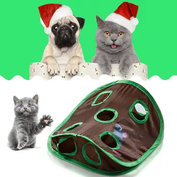 Прочная игрушка для кошек Игрушка-туннель для кошек с отверстиями для мыши Прочные принадлежности для домашних животных для тренировки интеллекта Забава в прятки Портативная игрушка для кошек