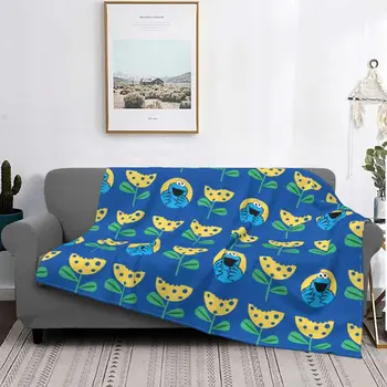 Одеяло с цветочным рисунком Cookies Monsters, Фланелевое одеяло с мультяшным принтом, Дышащие легкие пледы для дома, автомобиля, постельных принадлежностей.