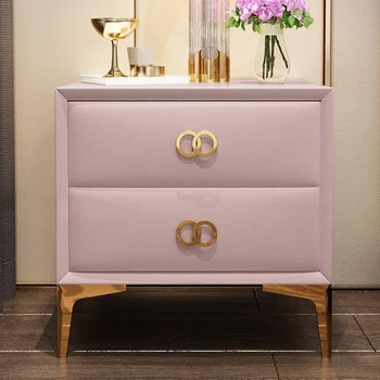 Маленькая прикроватная тумбочка для девочек розового цвета, креативный шкаф для хранения Возле кровати с двойными выдвижными ящиками, Вспомогательная мебель для спальни
