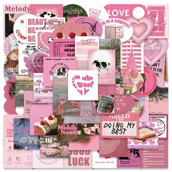 56 шт. Набор наклеек с розовой мультяшной девушкой для ноутбука, канцелярские принадлежности для Ipad, Эстетические наклейки 