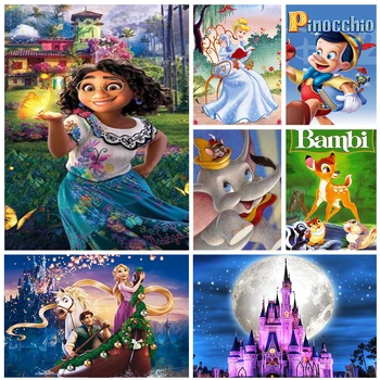 Disney 5D Алмазная картина Encanto Полная круглая вышивка мультяшный замок принцессы, мозаика с изображением животных из страз, домашний декор