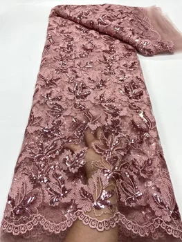 Африканская ткань и кружево Для женщин, Вечернее Свадебное платье, Французская вышивка, Сетчатое шитье 2023, Высококачественный тюль с блестками, Нигерийская сетка