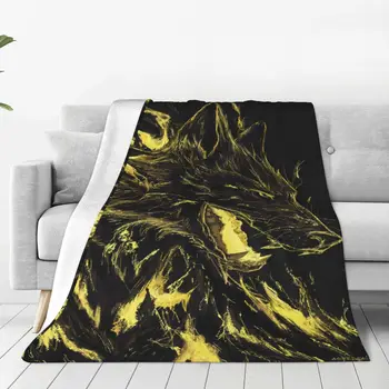 Мягкое фланелевое одеяло Golden Rage Wolf для дивана-кровати, теплое одеяло, легкие одеяла для дивана, дорожное одеяло