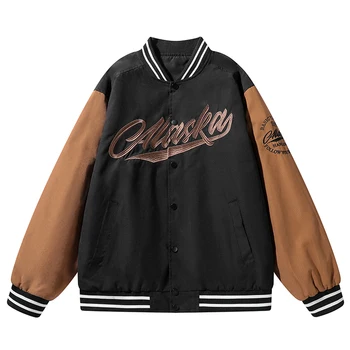 Ueteey 2023, Новая уличная бейсбольная форма в стиле хип-хоп, Ретро Повседневные мужские куртки, Трендовая мужская куртка-бомбер с вышивкой, цветные мужские пальто