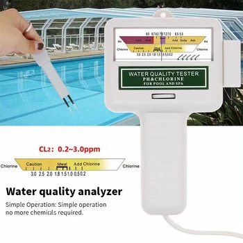 Измеритель PH Качества воды Портативный Пластиковый тестер для бассейна Обнаружение Ручных сенсорных инструментов Измерительный ЖК-инструмент