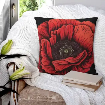 Маковое поле - тема красного цветка для квадратной наволочки Red Bubble, наволочка для декора подушек, Комфортная подушка для дома, спальни
