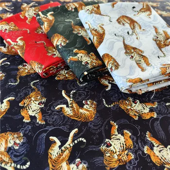 Ткань из чистого хлопка с принтом тигра, ткань для украшения фона по знаку зодиака Года Тигра, властное украшение автомобиля в стиле Huwei