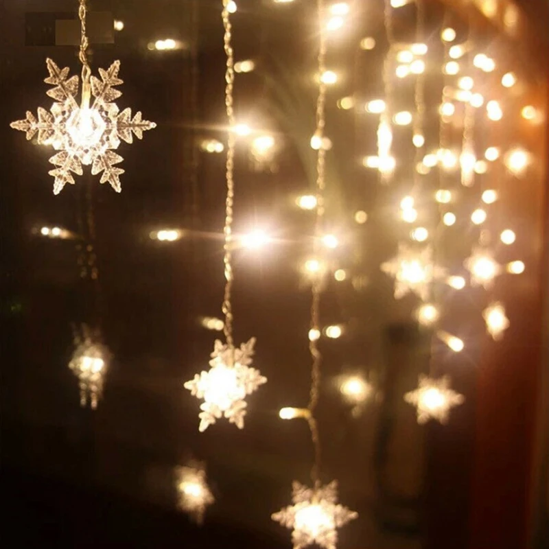 96 светодиодных гирлянд в виде снежинок, украшение в виде снежной феи, украшение для дома на Рождество, Хэллоуин, Новый год, EU Plug-A - 4