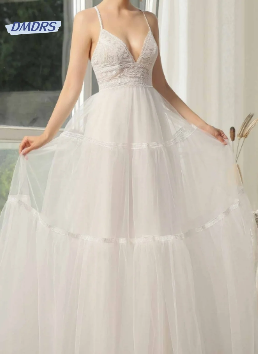 Богемные свадебные платья трапециевидной формы, сексуальное платье невесты с глубоким V-образным вырезом, Классическое романтическое платье в пол для невесты Robe De Mariée - 0