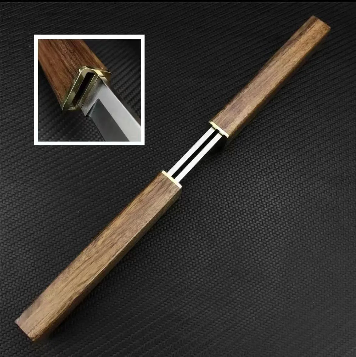 Двойной нож Kikuta Outdoor Knife D2 Со стальной деревянной ручкой, портативный инструмент для кемпинга, охоты, многофункциональный прямой нож - 2