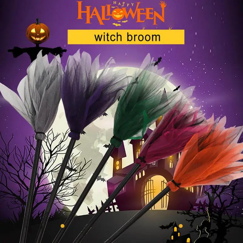 Декор с метлой Ведьмы, Метла ведьмы, украшение для Хэллоуина, Реквизит для косплея Ведьмы, Аксессуары для костюмов для детей, Сувениры для ролевых игр, принадлежности - 1
