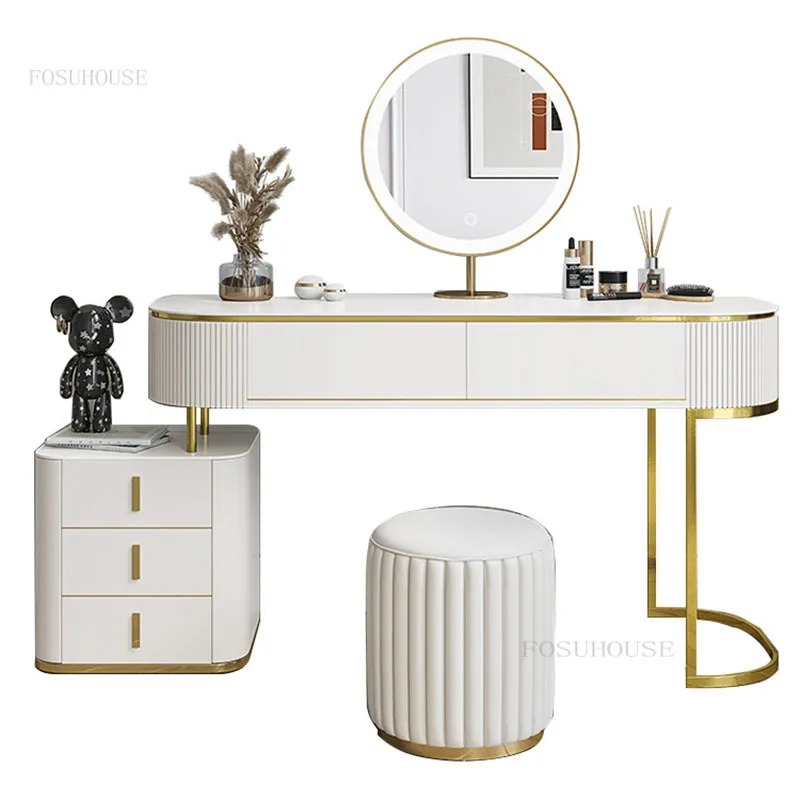 Итальянские белые комоды, легкий Роскошный туалетный столик, комоды для мебели спальни, Креативный белый стол, набор туалетных столиков для макияжа - 1