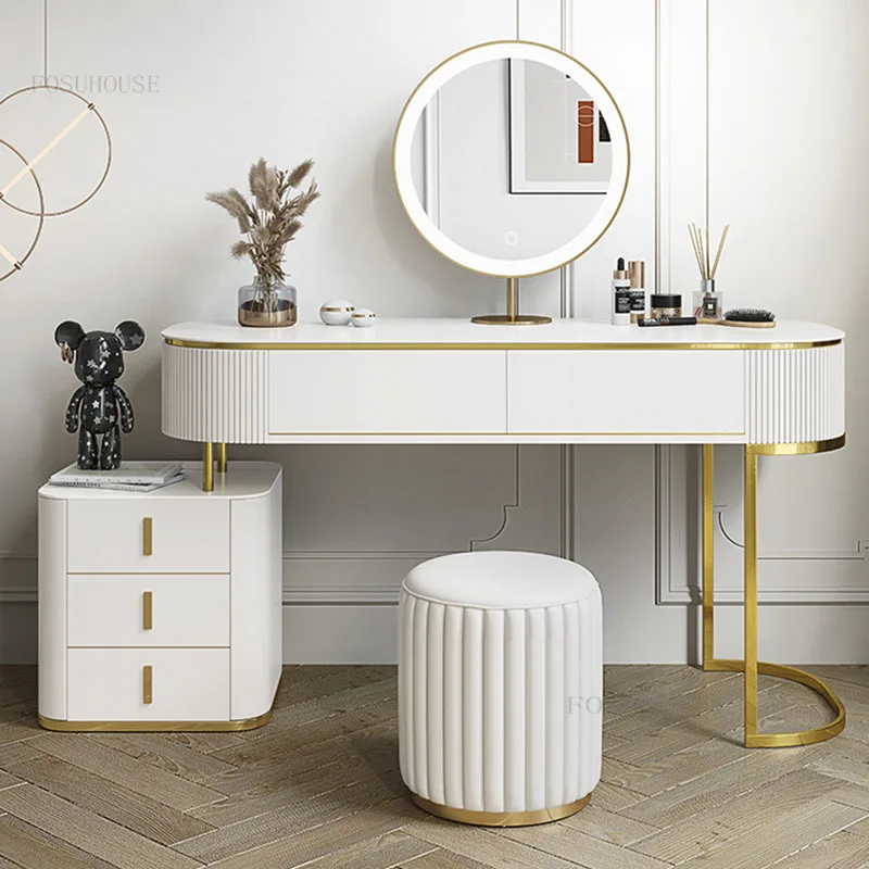 Итальянские белые комоды, легкий Роскошный туалетный столик, комоды для мебели спальни, Креативный белый стол, набор туалетных столиков для макияжа - 2