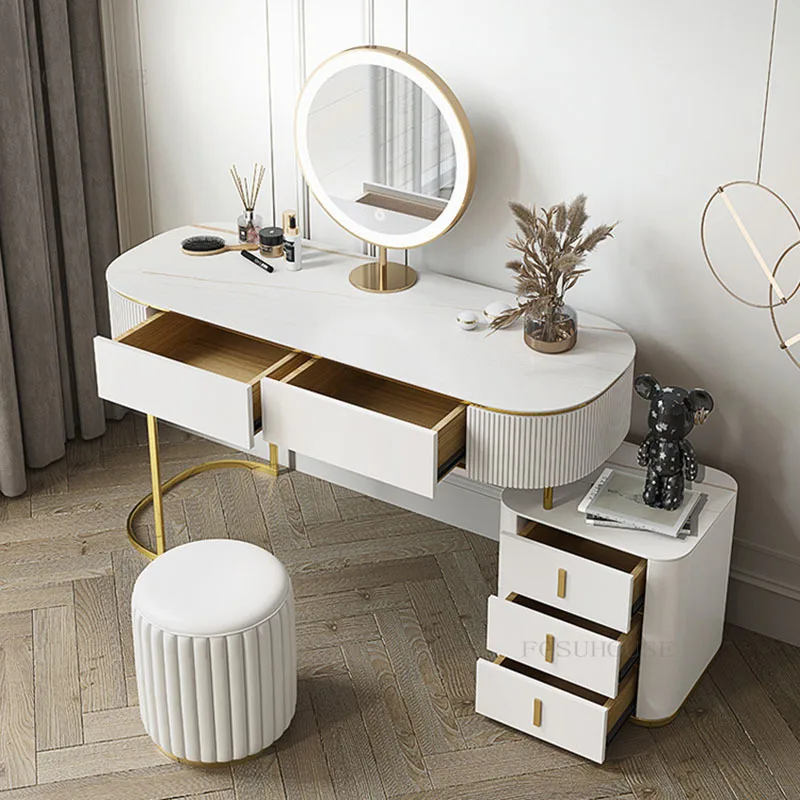 Итальянские белые комоды, легкий Роскошный туалетный столик, комоды для мебели спальни, Креативный белый стол, набор туалетных столиков для макияжа - 3