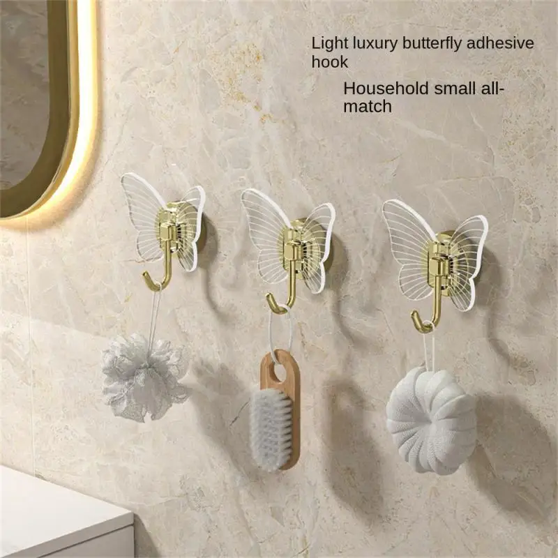 Креативный легкий Роскошный Прочный клейкий крючок в форме бабочки, без перфорации, настенный крючок для одежды, крючок для хранения в ванной комнате - 5