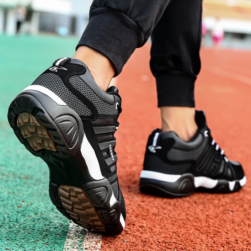 Мужская обувь больших размеров, осенние кожаные водонепроницаемые, нескользящие и дышащие мужские кроссовки для отдыха и бега для молодых студентов - 1