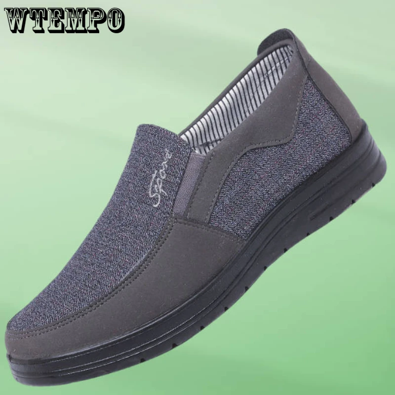 Мужская тканевая обувь WTEMPO, Дышащая Противоскользящая Повседневная обувь среднего возраста на мягкой подошве, Рабочая обувь без застежки, Легкая обувь для отца - 1