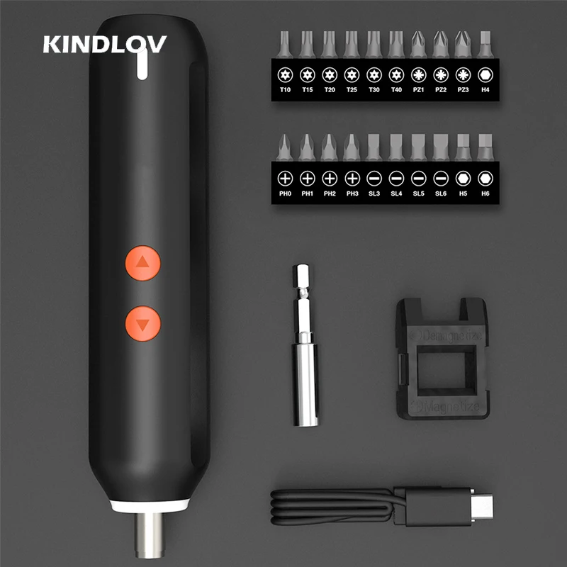 Набор электрических отверток KINDLOV с высоким крутящим моментом, Прямая ручка со светодиодной подсветкой, наборы перезаряжаемых отверток, электроинструменты для ремонта. - 0