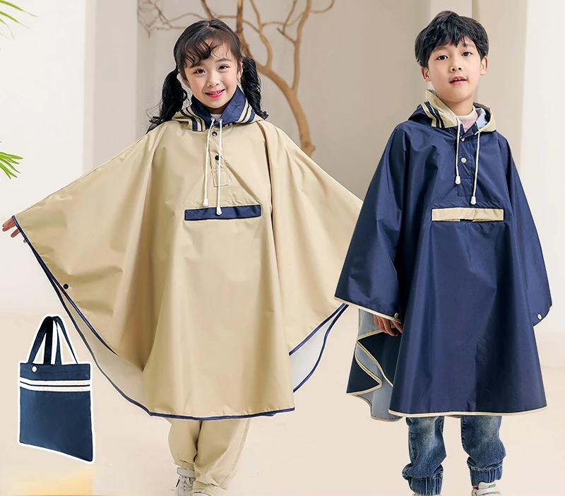 Плащ-пончо, школьная сумка, пончо для детей старшего корейского младшего школьного возраста, электрический дождевик для верховой езды - 0
