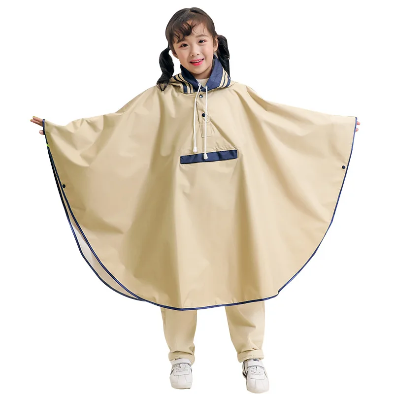 Плащ-пончо, школьная сумка, пончо для детей старшего корейского младшего школьного возраста, электрический дождевик для верховой езды - 3