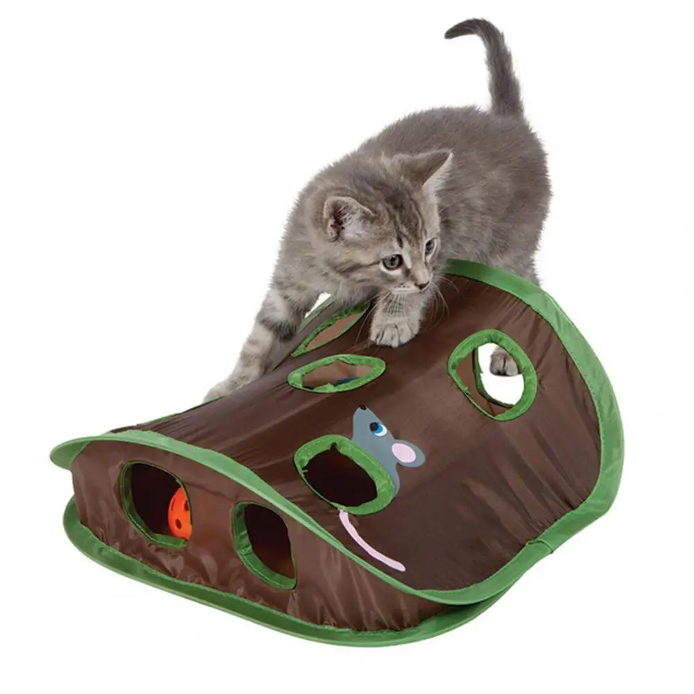 Прочная игрушка для кошек Игрушка-туннель для кошек с отверстиями для мыши Прочные принадлежности для домашних животных для тренировки интеллекта Забава в прятки Портативная игрушка для кошек - 1