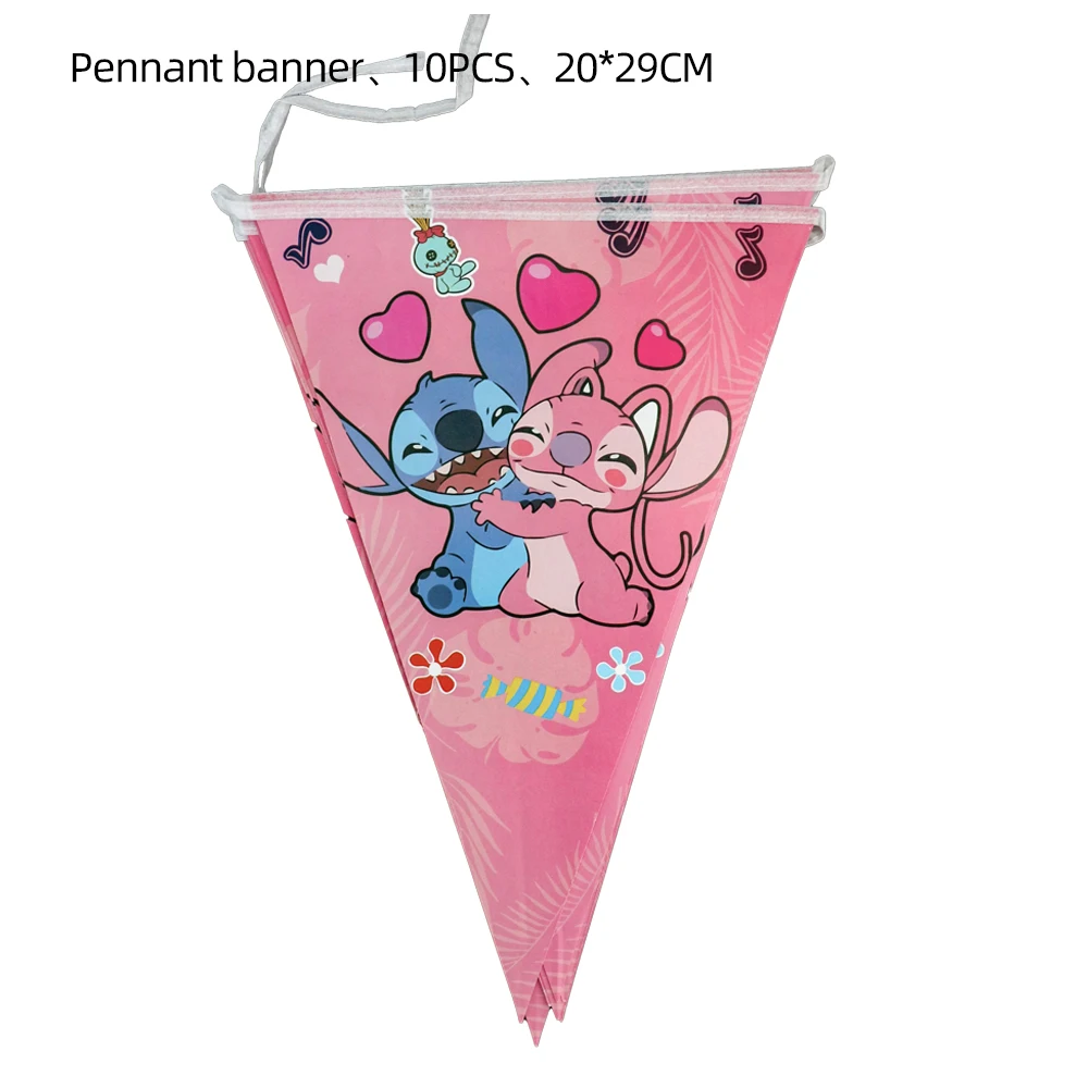 Розовые украшения для дня рождения в стиле Лило и Стич Одноразовая посуда Чашка Тарелка скатерть Воздушные шары Детские принадлежности для душа - 4