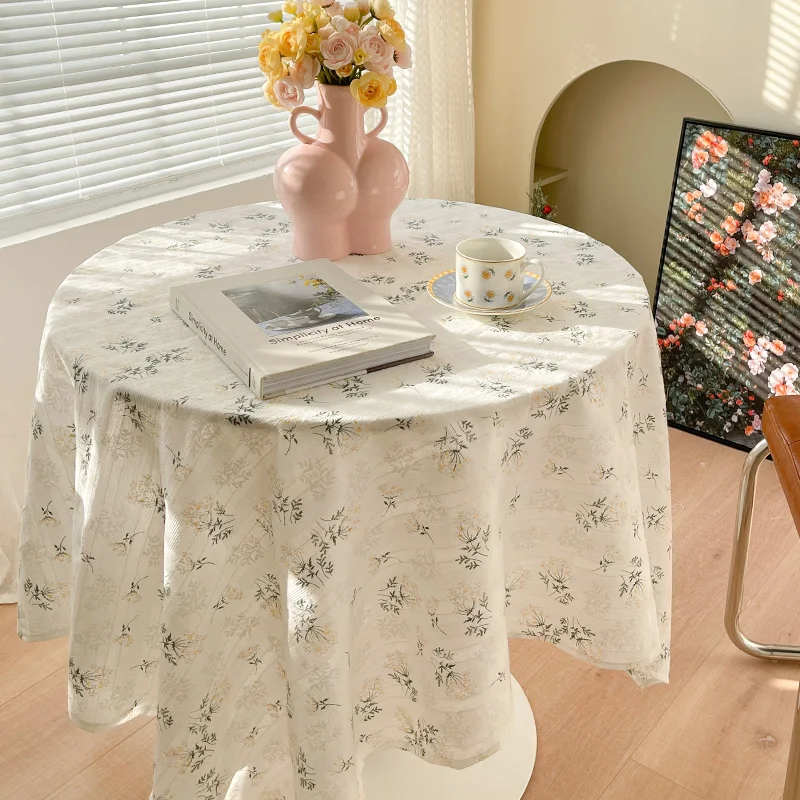 Скатерть для маленького круглого стола Фото на день рождения Белая Японская скатерть для чайного стола в общежитии - 2