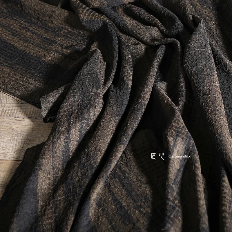Ткань с черно-коричневой текстурой, рубашка, куртка, Дизайнерская одежда, Ткань для пошива одежды Оптом, Ткань для пошива одежды по метрам, Вискозный материал - 1