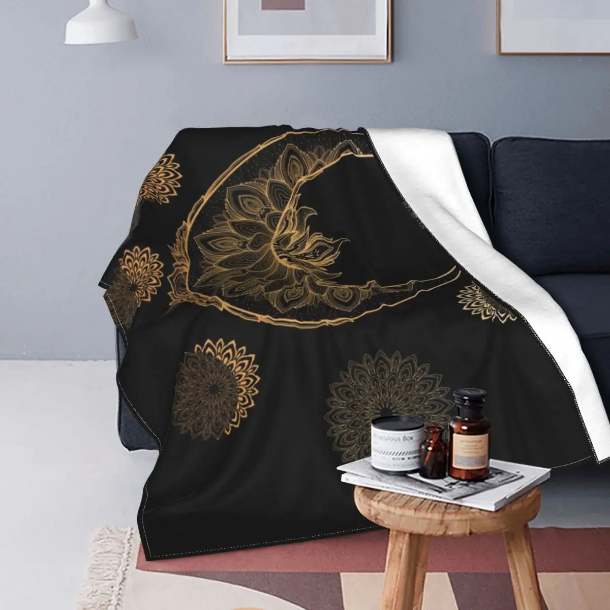 Ультрамягкое одеяло из микрофлиса GOLDEN CRESCENT MOON, настраиваемое удобное одеяло для защиты от наполнения спальни - 0