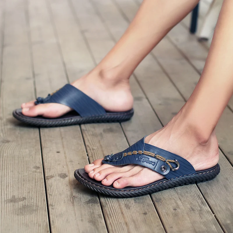Шлепанцы роскошного бренда, Мягкие удобные тапочки из микрофибры, пляжные тапочки, летняя обувь для мужчин, размер 47 - 0