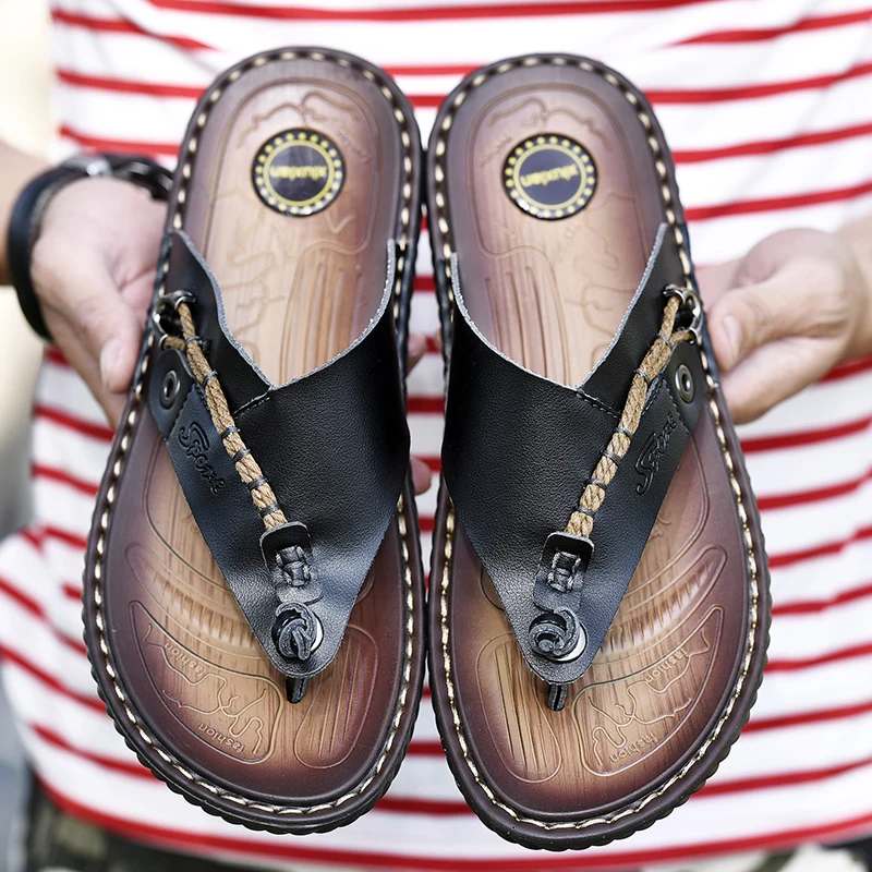 Шлепанцы роскошного бренда, Мягкие удобные тапочки из микрофибры, пляжные тапочки, летняя обувь для мужчин, размер 47 - 3