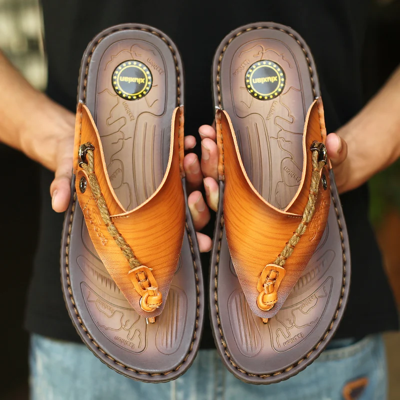 Шлепанцы роскошного бренда, Мягкие удобные тапочки из микрофибры, пляжные тапочки, летняя обувь для мужчин, размер 47 - 4
